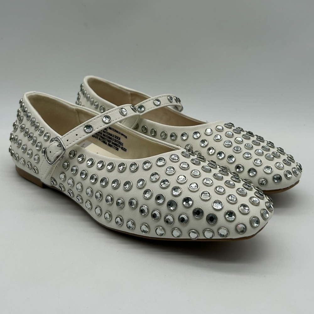A New Day Issa Flats White Studded Mary Jane Shoes Vegan | Size 8 | New With Box - Picture 4 of 12